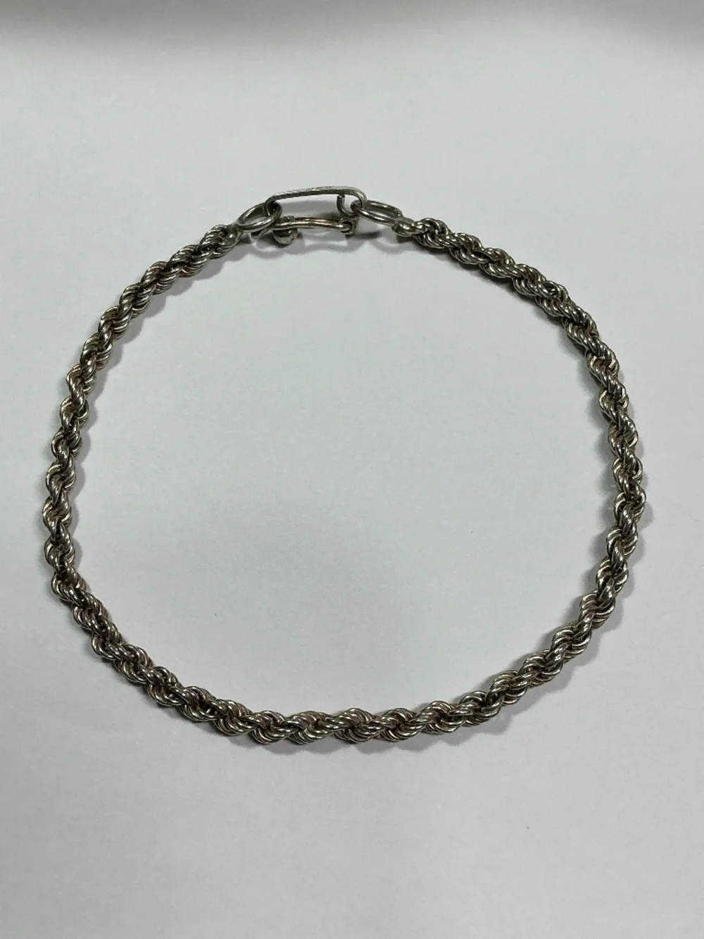 Sterling Silver Rope Style Bracelet. 7.5 inches long